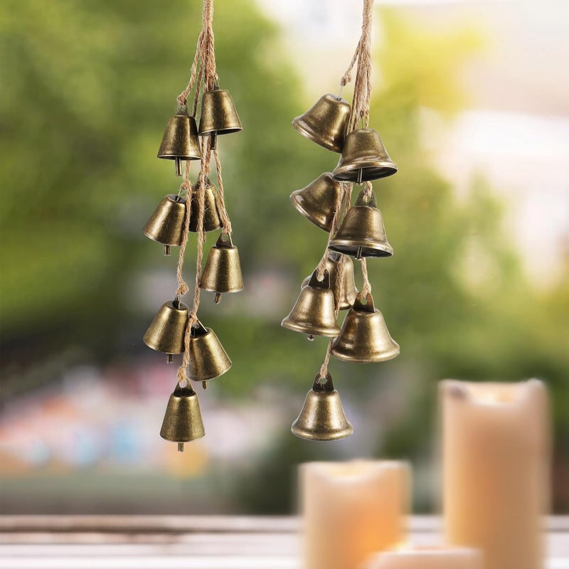 Ausicfen 2 Pack Witch Bells for Door Knob Protection Outdoor Bells Hanging Bells for Door knob Witches Bells Magic Wind Chimes for Home Protection Witch Bells Kit (Two Styles) - Image 1